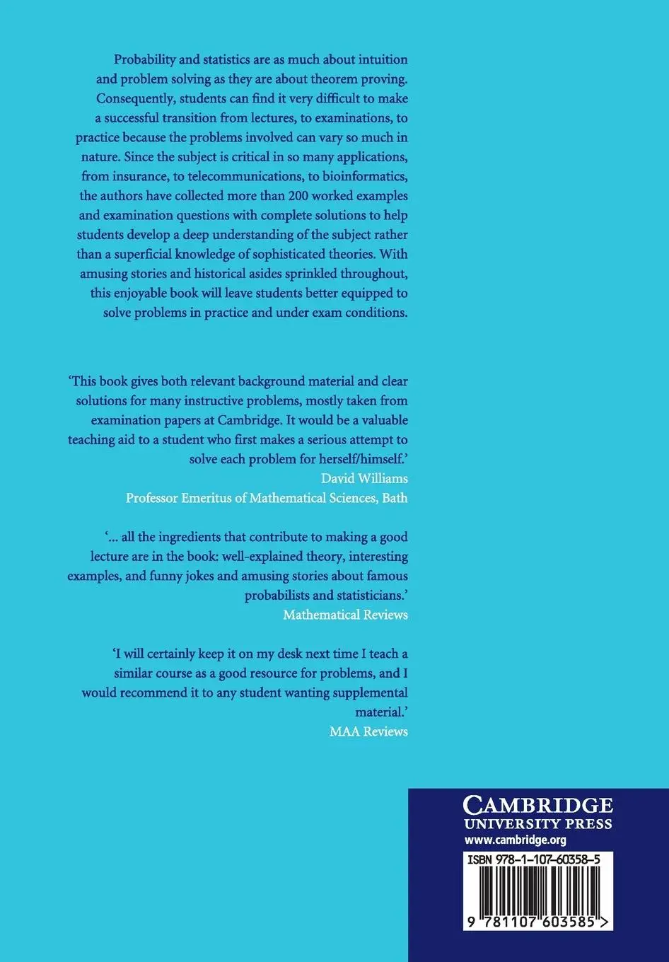 Rückseite: 9781107603585 | Probability and Statistics by Example | Yuri Suhov (u. a.) | Buch