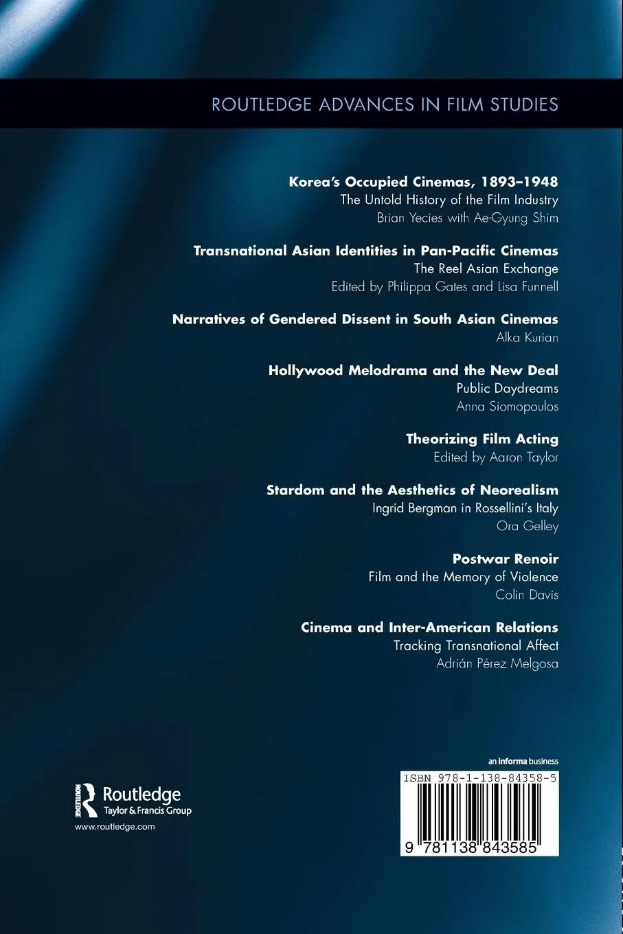 Rückseite: 9781138843585 | Cinema and Inter-American Relations | Tracking Transnational Affect