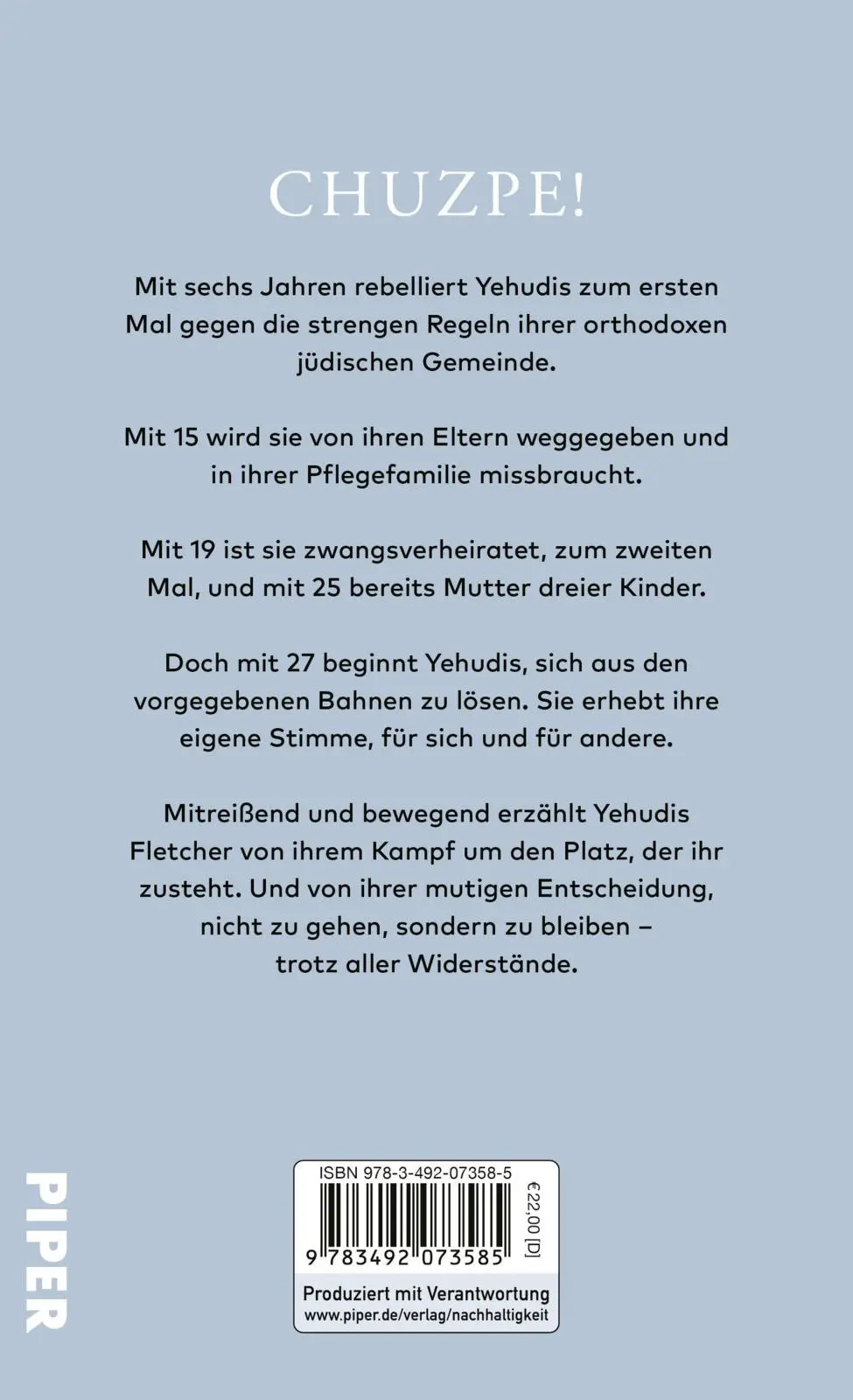 Rückseite: 9783492073585 | (K)eine von euch | Yehudis Fletcher | Buch | 288 S. | Deutsch | 2025