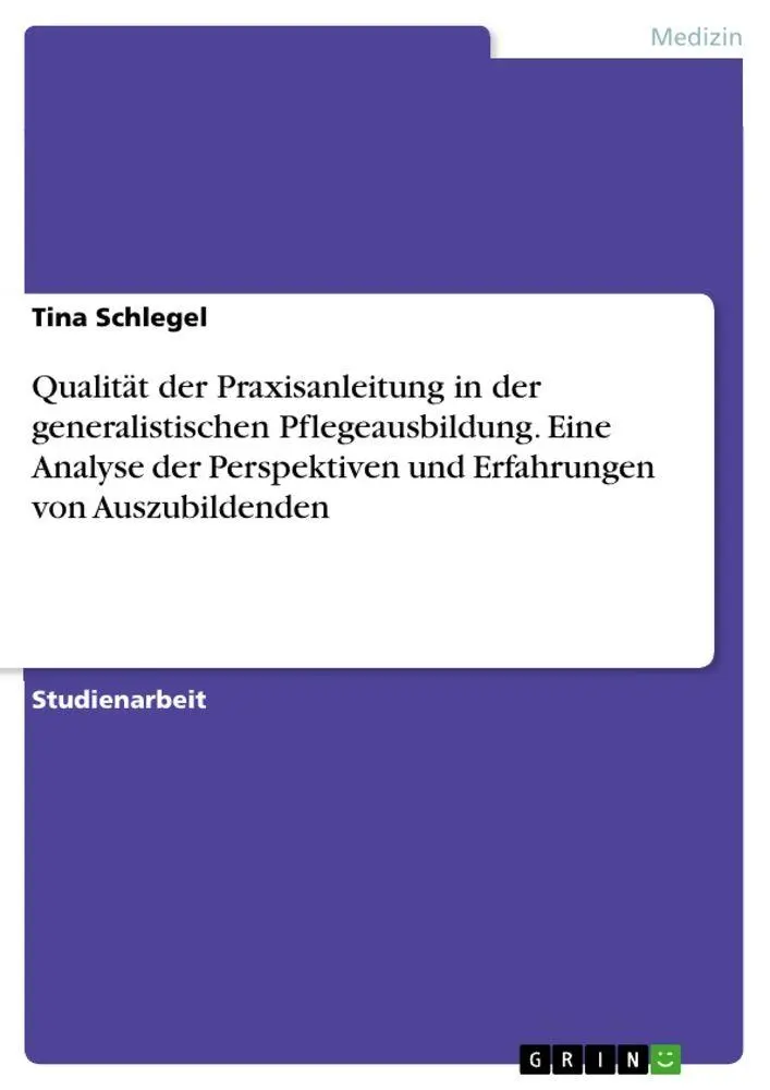Cover: 9783389103685 | Qualität der Praxisanleitung in der generalistischen...
