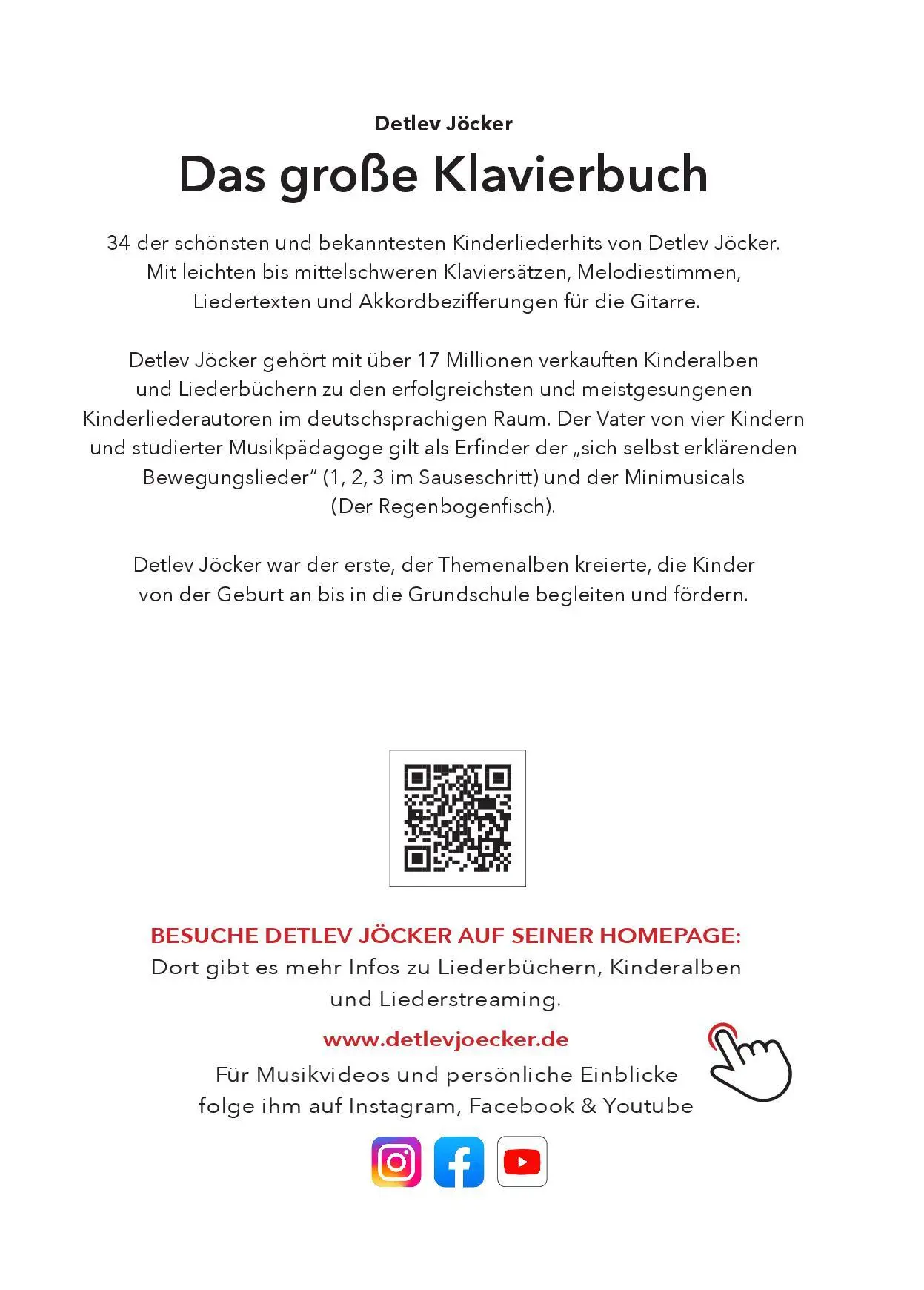 Bild: 9783895163685 | Das große Klavierbuch | Detlev Jöcker | Taschenbuch | 64 S. | Deutsch