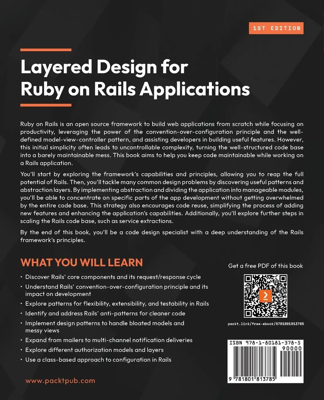 Rückseite: 9781801813785 | Layered Design for Ruby on Rails Applications | Vladimir Dementyev