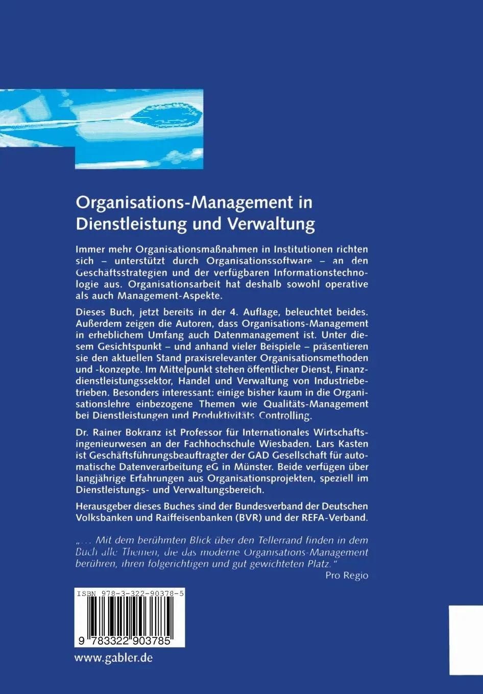 Rückseite: 9783322903785 | Organisations-Management in Dienstleistung und Verwaltung | Buch