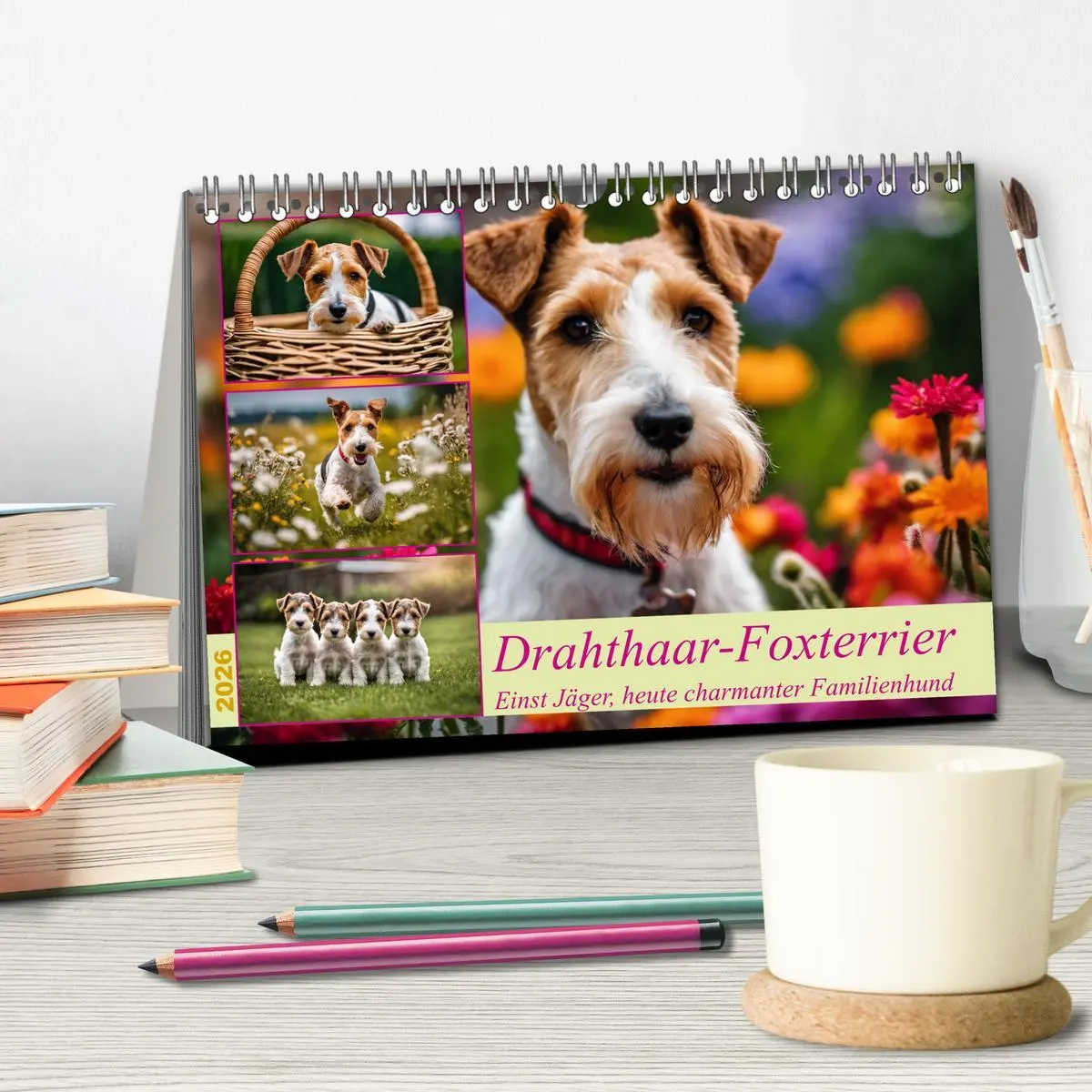 Bild: 9783457403785 | Drahthaar-Foxterrier (Tischkalender 2026 DIN A5 quer), CALVENDO...