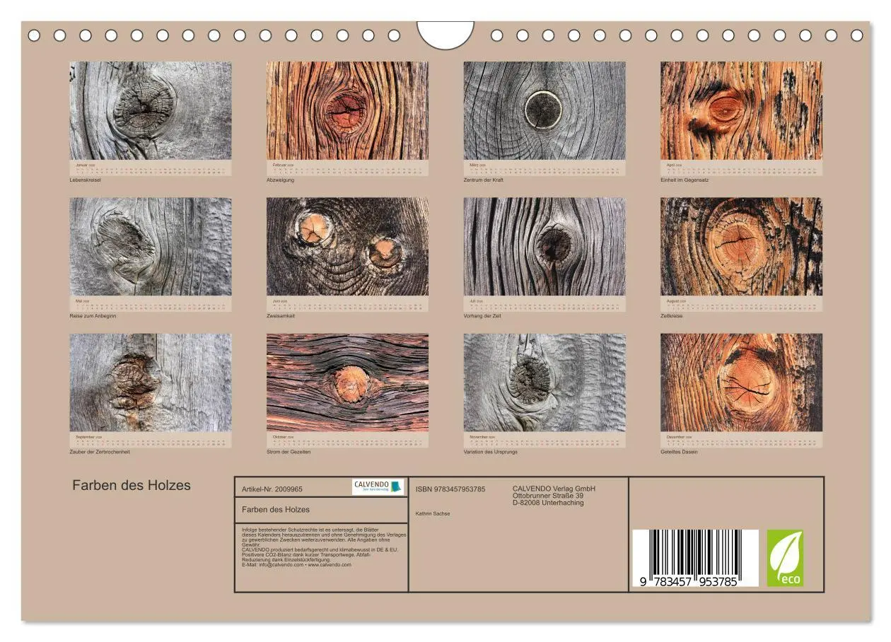 Bild: 9783457953785 | Farben des Holzes (Wandkalender 2026 DIN A4 quer), CALVENDO...