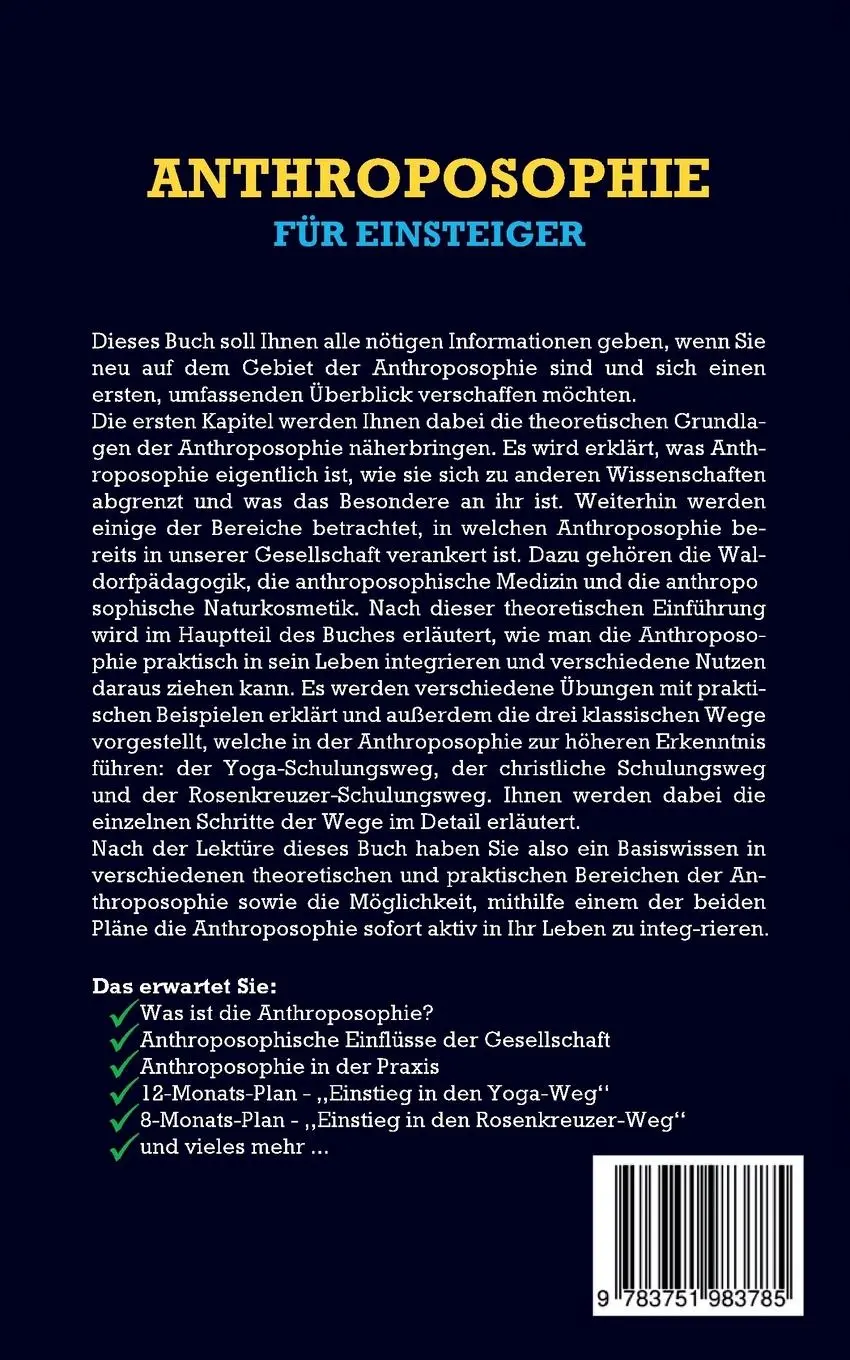 Rückseite: 9783751983785 | Anthroposophie für Einsteiger: Wie Sie die Weltanschauung der...