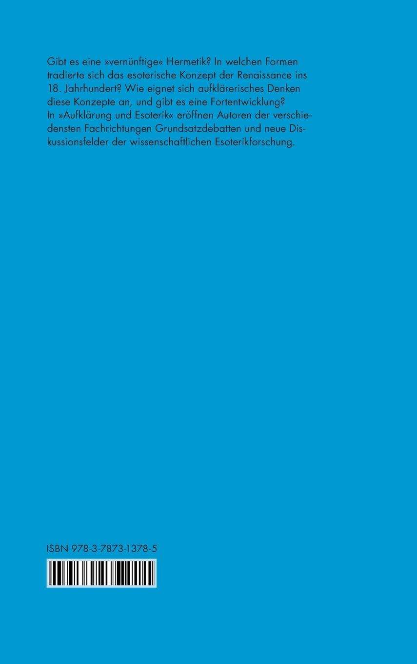 Rückseite: 9783787313785 | Aufklärung und Esoterik | Monika Neugebauer-Wölk | Buch | 488 S.