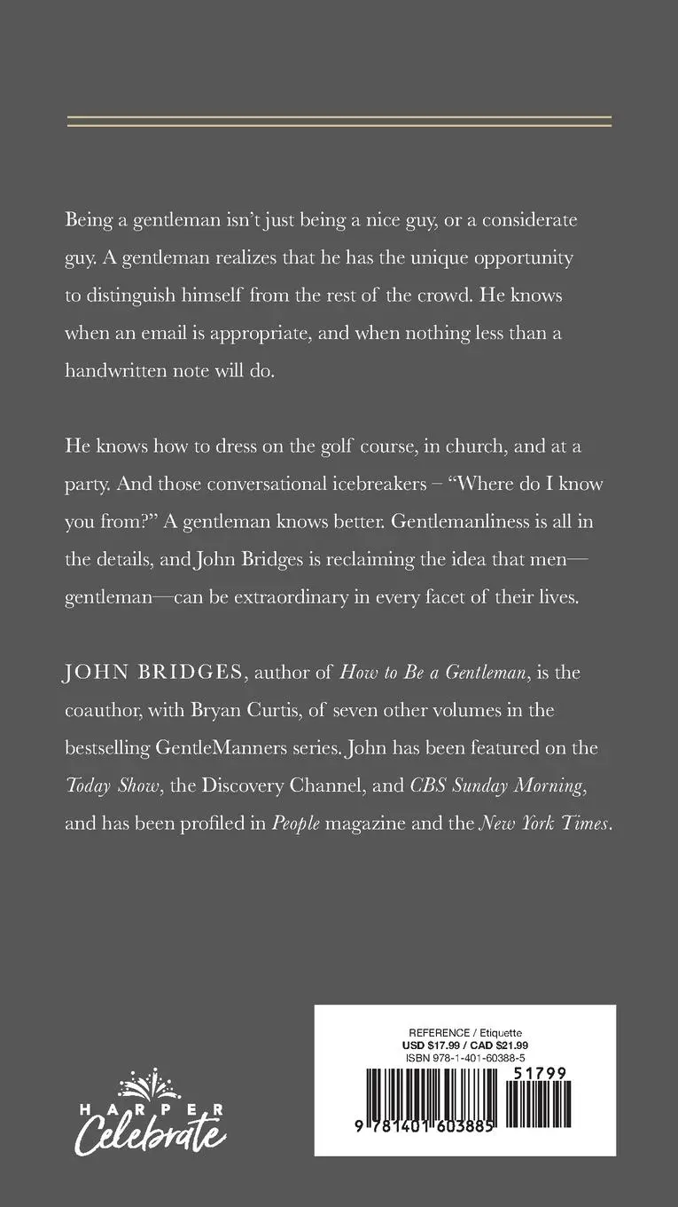 Rückseite: 9781401603885 | How to Be a Gentleman Revised and Expanded | John Bridges | Buch