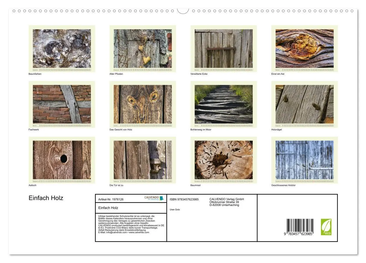 Bild: 9783457623985 | Einfach Holz (Wandkalender 2026 DIN A2 quer), CALVENDO Monatskalender