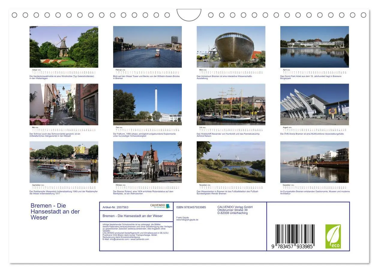 Bild: 9783457933985 | Bremen - Die Hansestadt an der Weser (Wandkalender 2026 DIN A4...