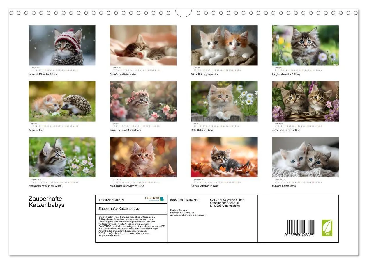 Bild: 9783569043985 | Zauberhafte Katzenbabys (Wandkalender 2027 DIN A3 quer), CALVENDO...