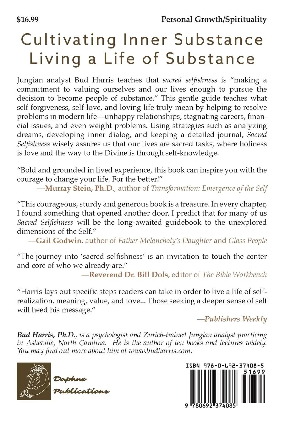 Rückseite: 9780692374085 | Sacred Selfishness | A Guide to Living a Life of Substance | Harris