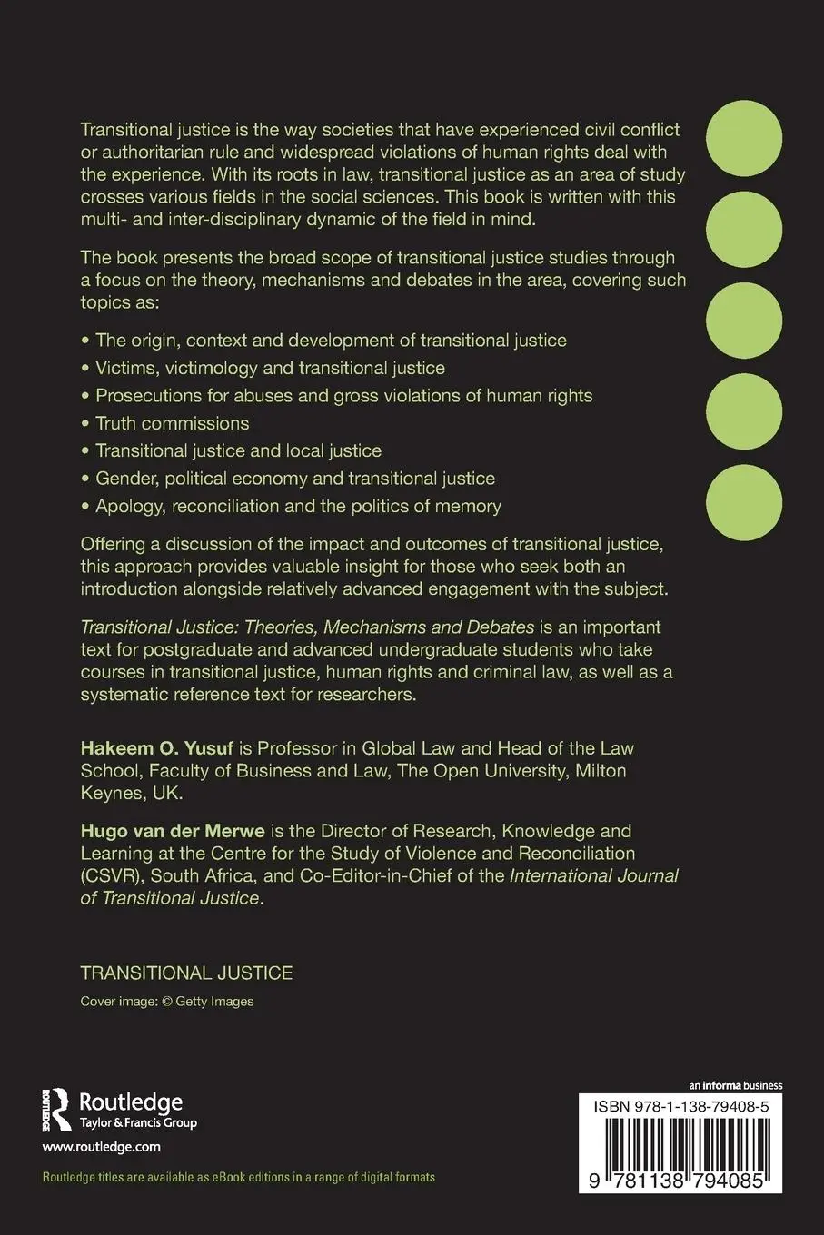 Rückseite: 9781138794085 | Transitional Justice | Theories, Mechanisms and Debates | Taschenbuch