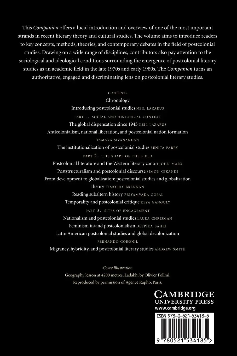 Rückseite: 9780521534185 | The Cambridge Companion to Postcolonial Literary Studies | Lazarus