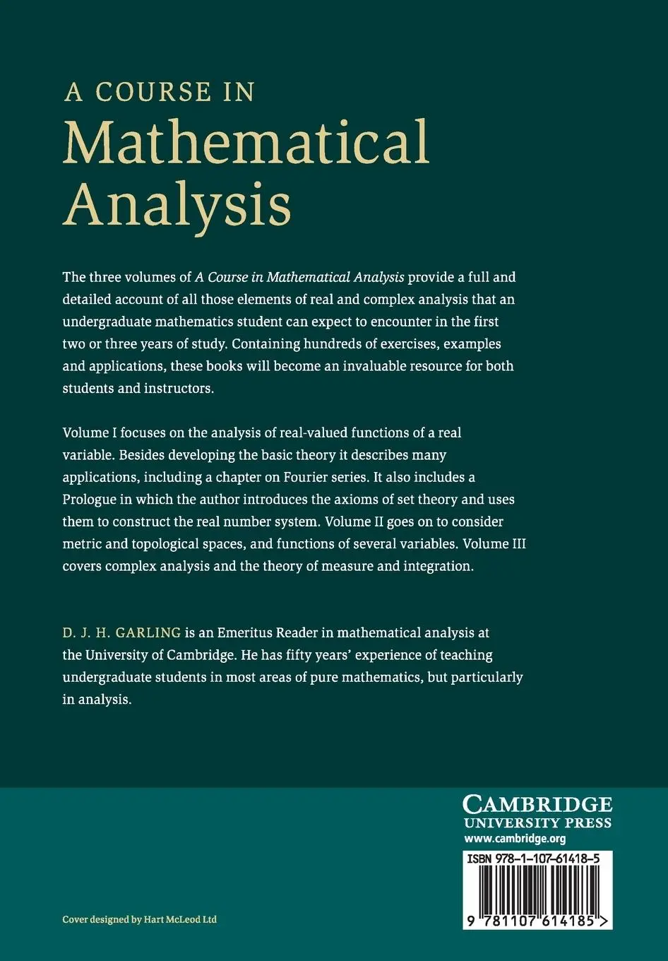 Rückseite: 9781107614185 | A Course in Mathematical Analysis | D. J. H. Garling | Taschenbuch