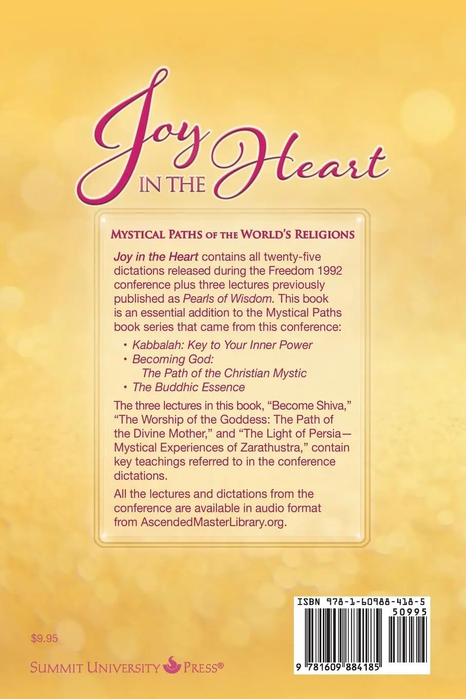 Rückseite: 9781609884185 | Joy In The Heart | Elizabeth Clare Prophet | Taschenbuch | Englisch