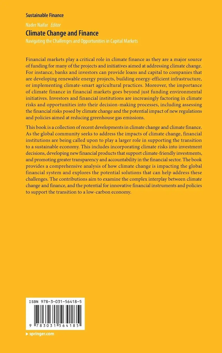 Rückseite: 9783031564185 | Climate Change and Finance | Nader Naifar | Buch | xi | Englisch