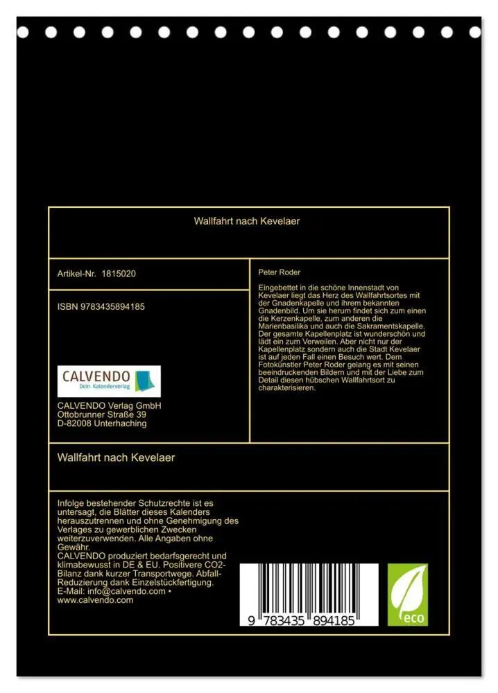 Bild: 9783435894185 | Wallfahrt nach Kevelaer (Tischkalender 2025 DIN A5 hoch), CALVENDO...