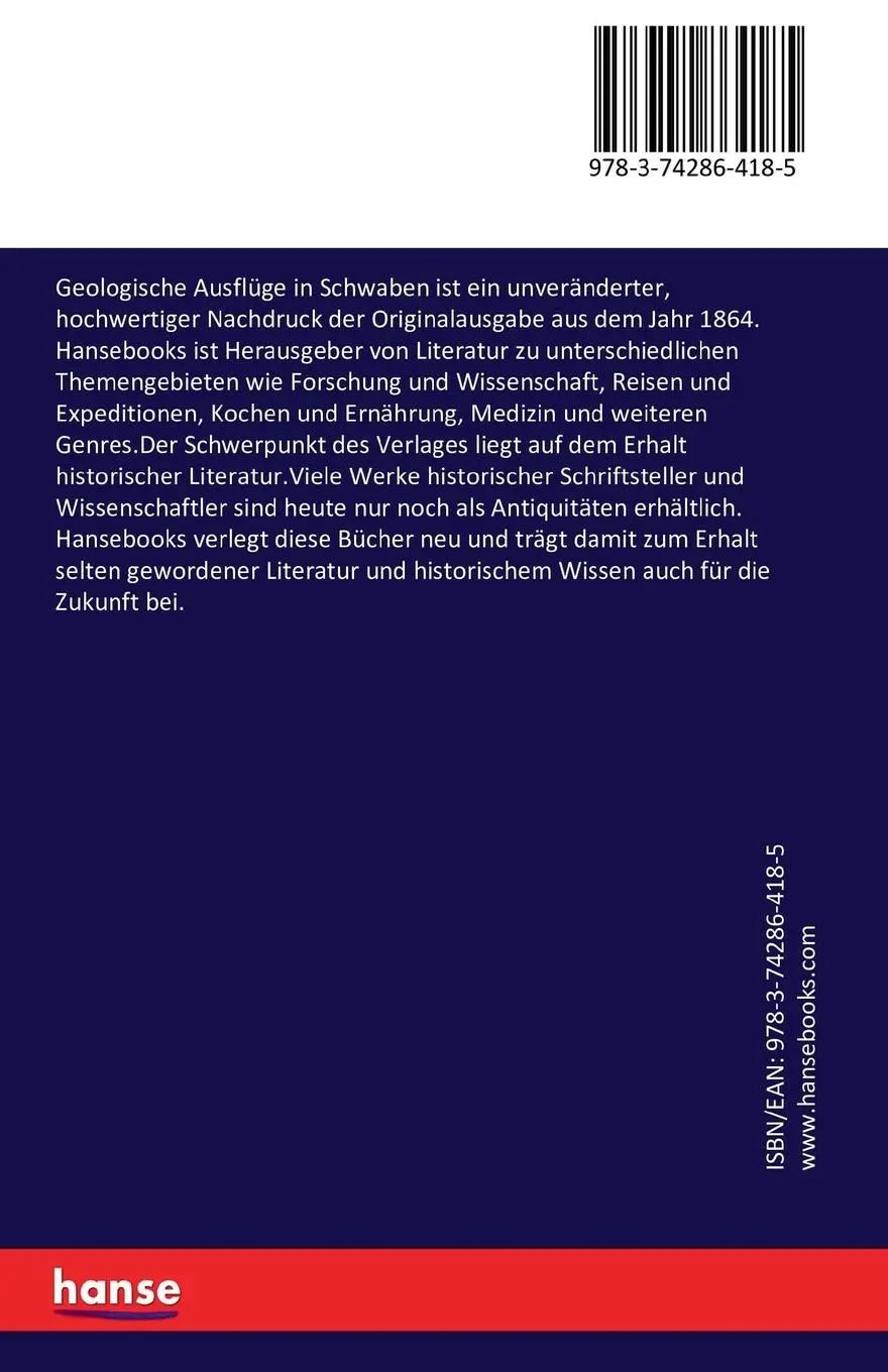 Rückseite: 9783742864185 | Geologische Ausflüge in Schwaben | Friedrich August Quenstedt | Buch