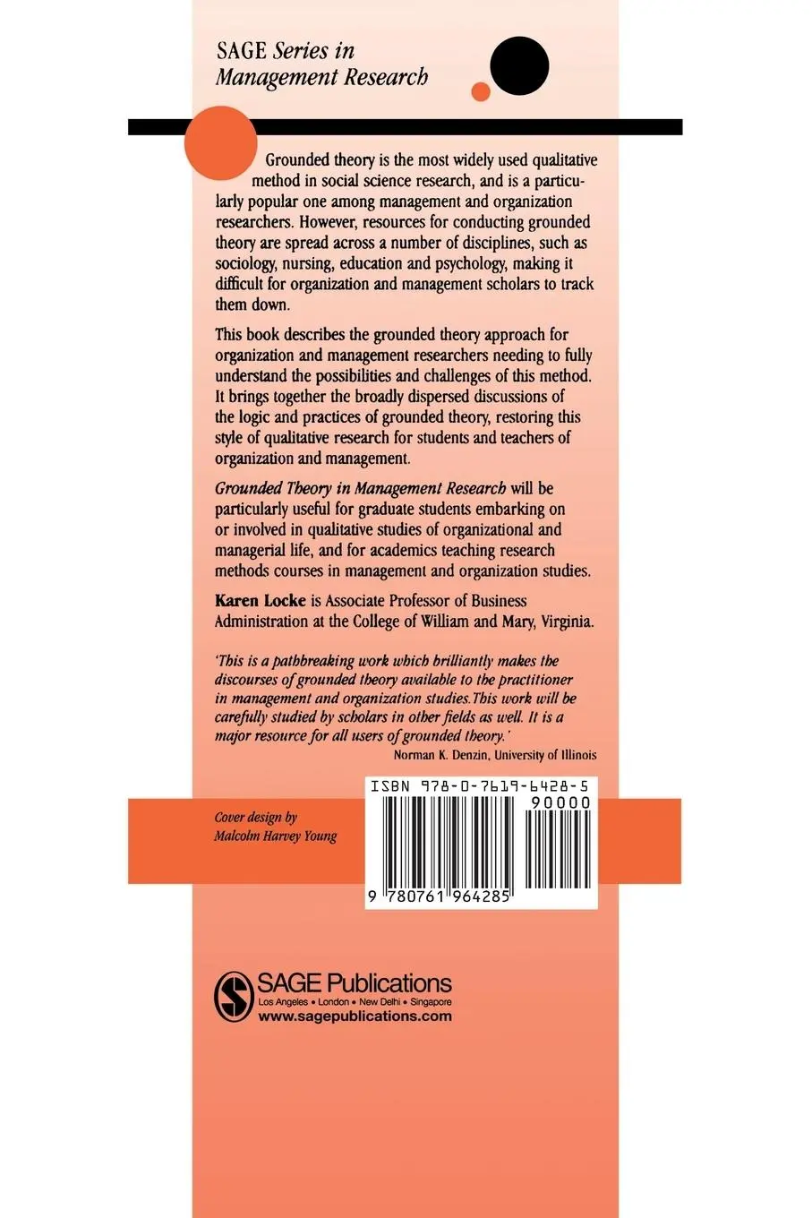 Rückseite: 9780761964285 | Grounded Theory in Management Research | Karen Locke | Taschenbuch