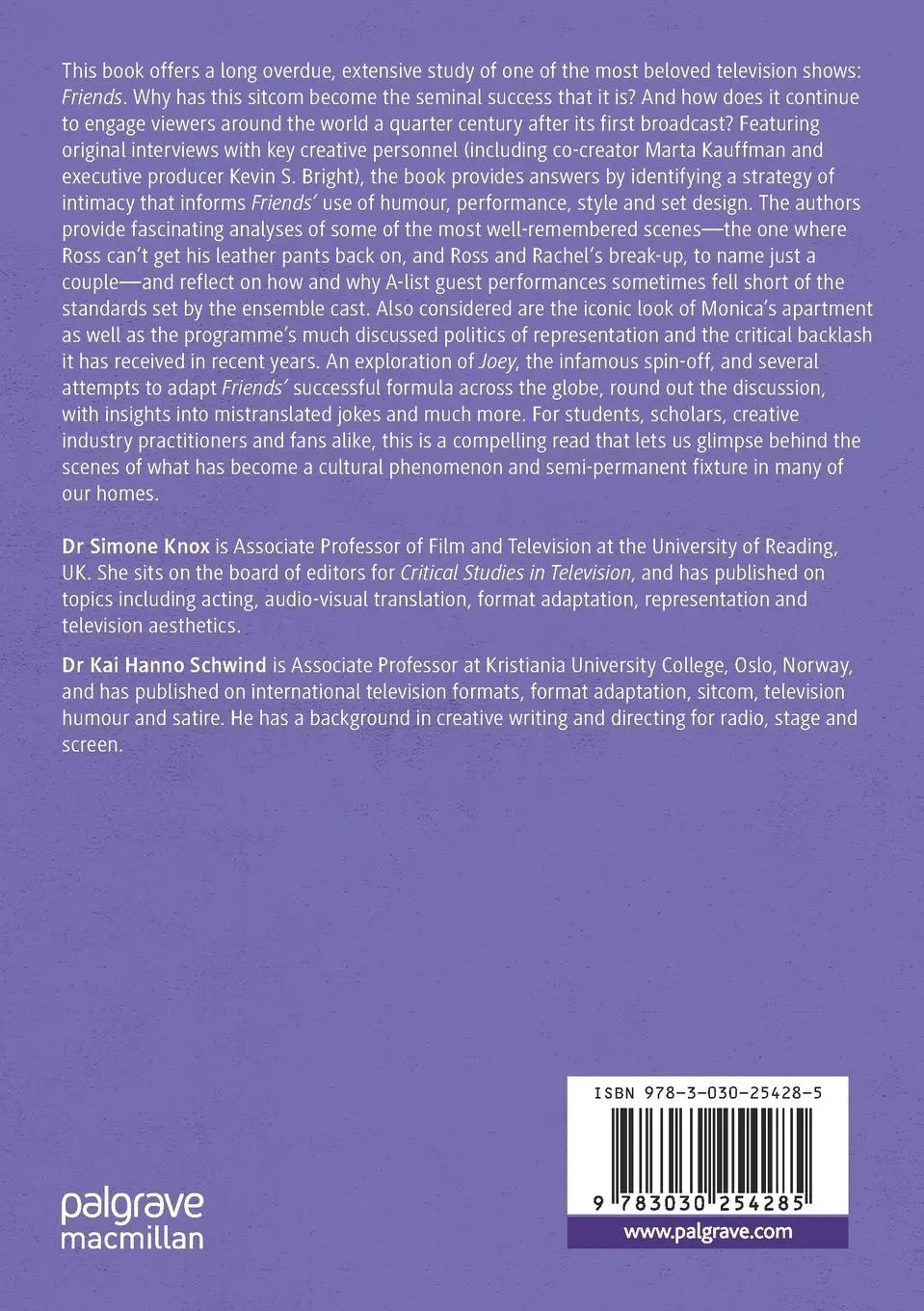 Rückseite: 9783030254285 | Friends | A Reading of the Sitcom | Kai Hanno Schwind (u. a.) | Buch