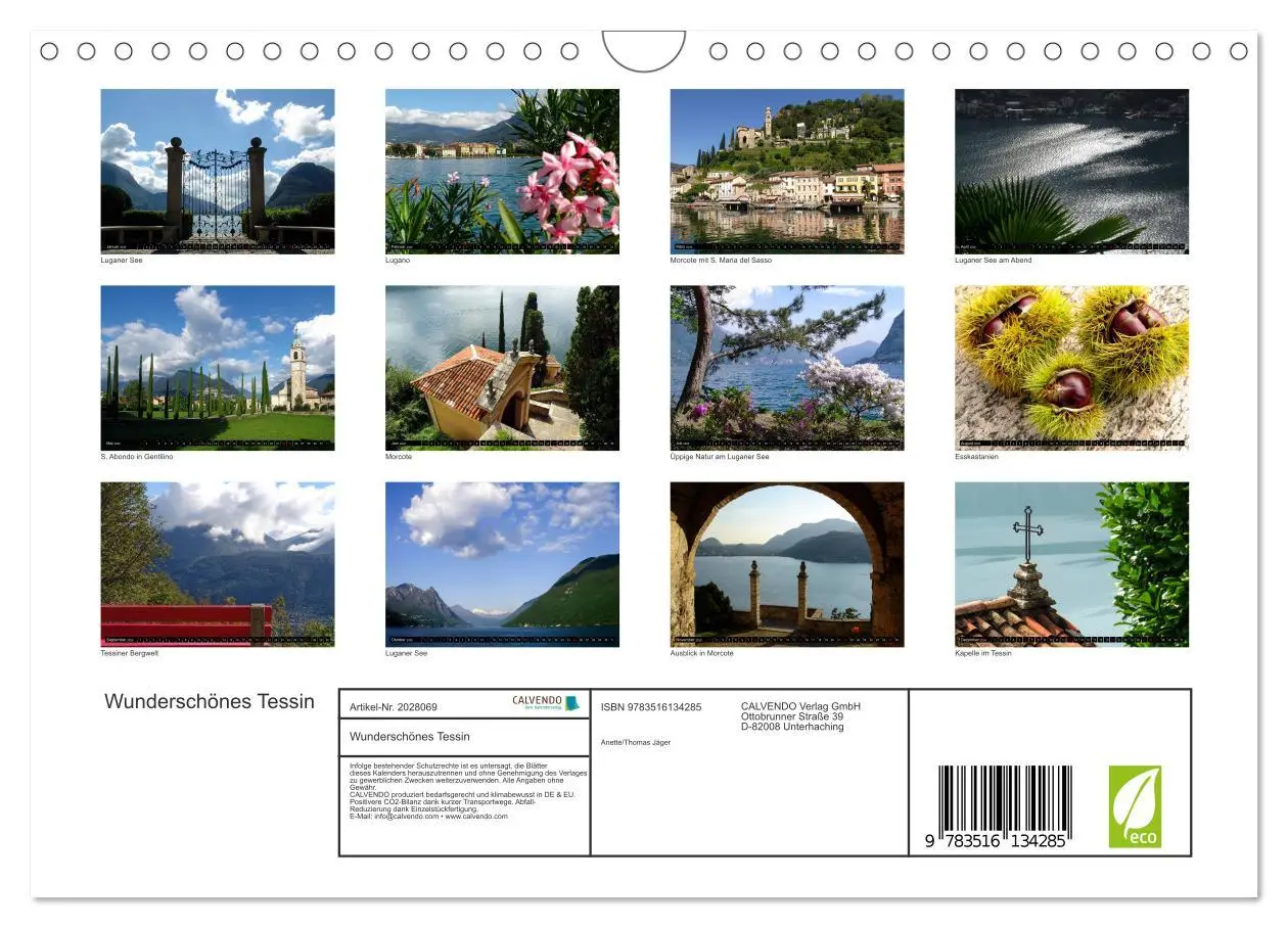 Bild: 9783516134285 | Wunderschönes Tessin (Wandkalender 2026 DIN A4 quer), CALVENDO...