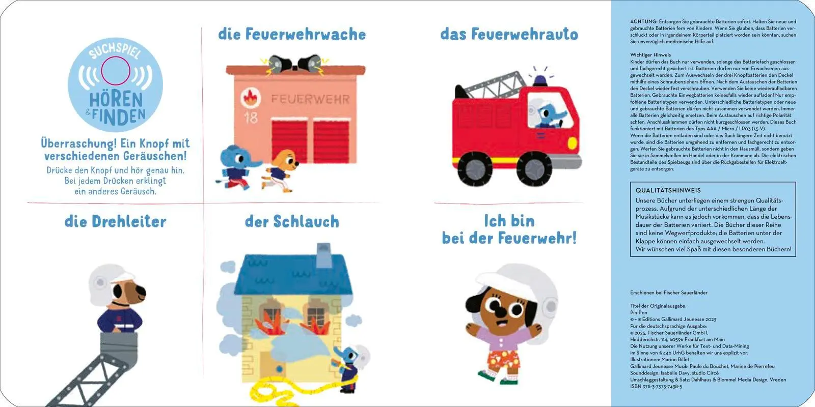 Bild: 9783737374385 | Hörst du die Feuerwehr? | Marion Billet | Buch | Hörst du ...? | 14 S.