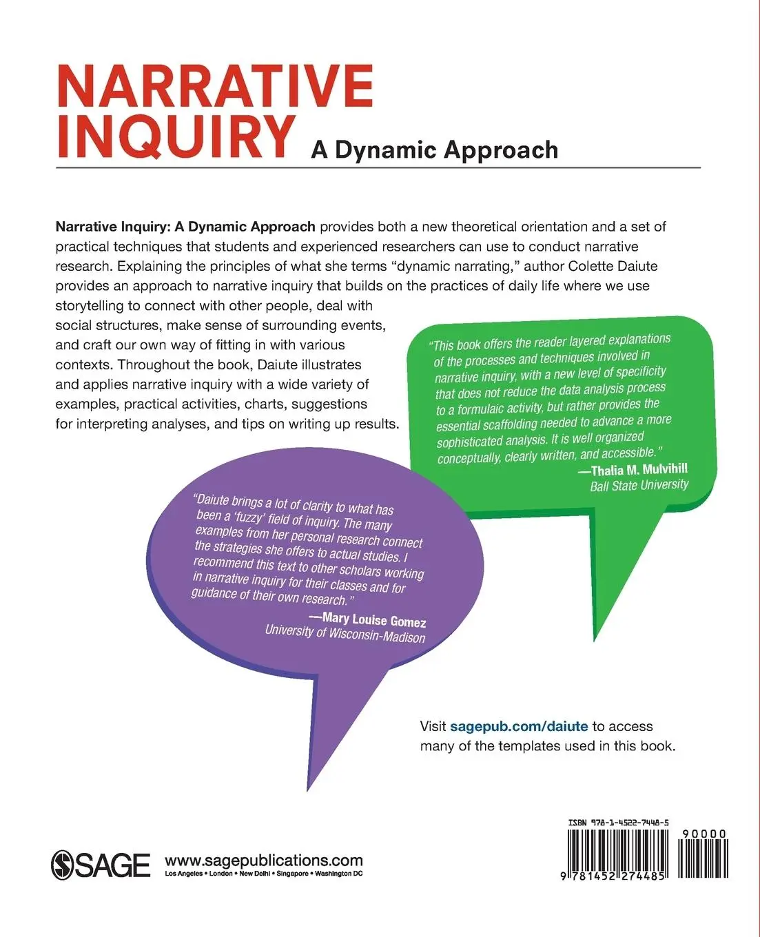 Rückseite: 9781452274485 | Narrative Inquiry | A Dynamic Approach | Colette Daiute | Taschenbuch