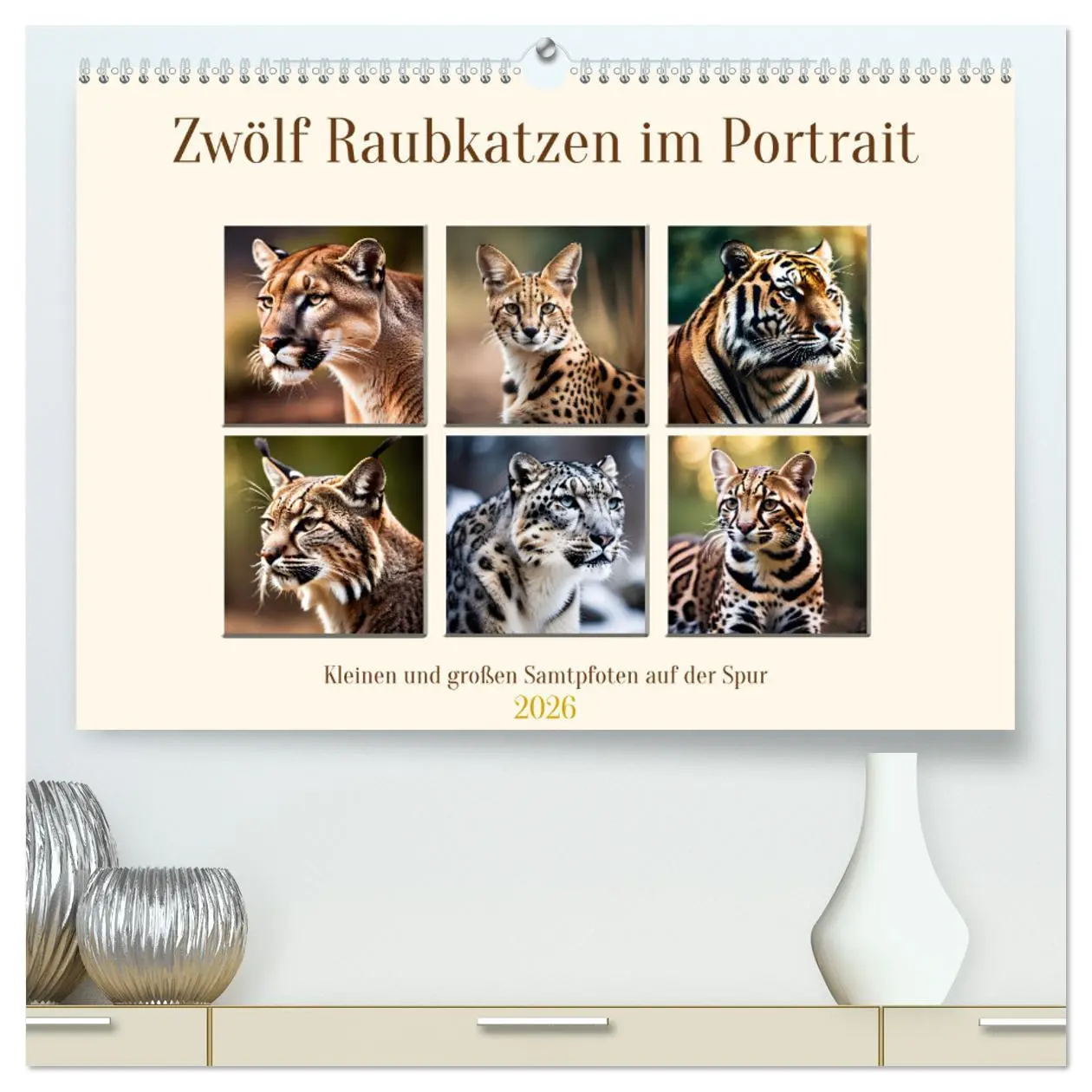 Cover: 9783457264485 | Zwölf Raubkatzen im Portrait (hochwertiger Premium Wandkalender...