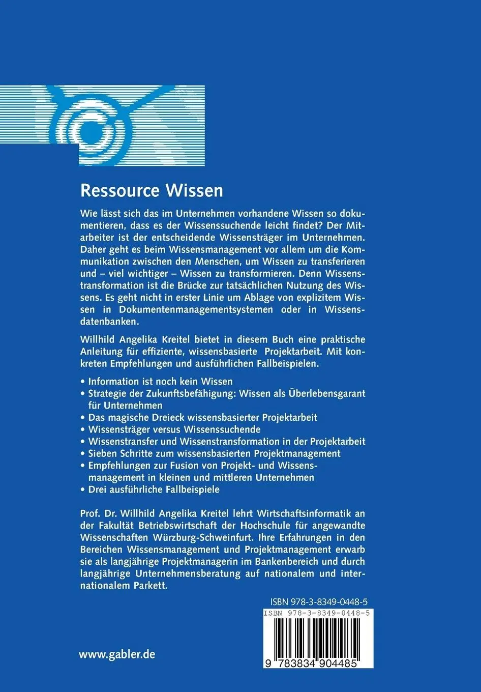 Rückseite: 9783834904485 | Ressource Wissen | W. Angelika Kreitel | Taschenbuch | 160 S. | 2008