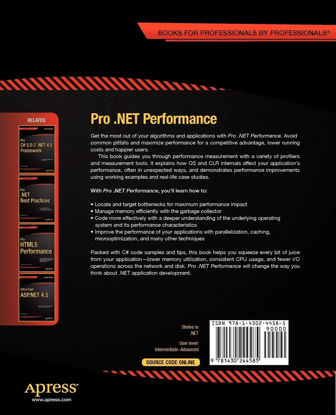 Rückseite: 9781430244585 | Pro .Net Performance | Optimize Your C# Applications | Taschenbuch