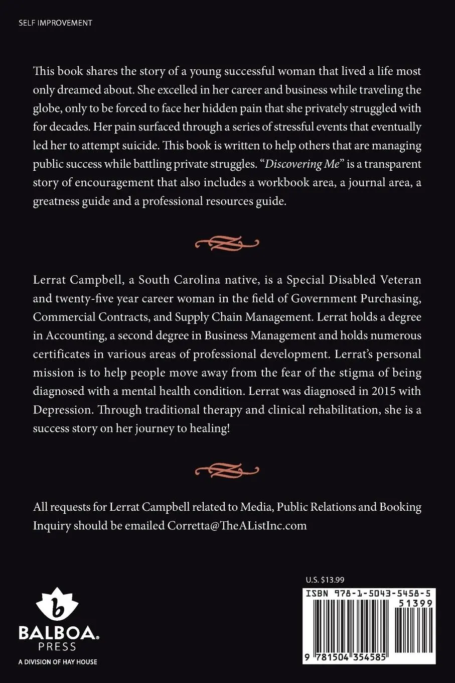 Rückseite: 9781504354585 | Discovering Me | Success, Stress &amp; Suicide | Lerrat Campbell | Buch