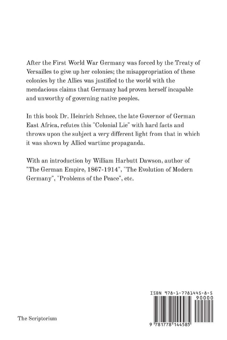 Rückseite: 9781778144585 | German Colonization Past and Future | Heinrich Schnee | Taschenbuch