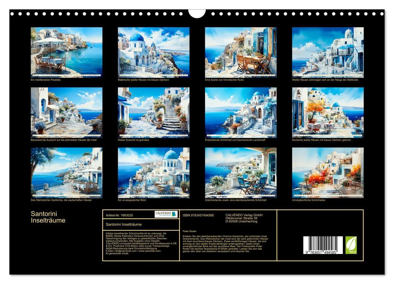 Bild: 9783457494585 | Santorini Inselträume (Wandkalender 2026 DIN A3 quer), CALVENDO...