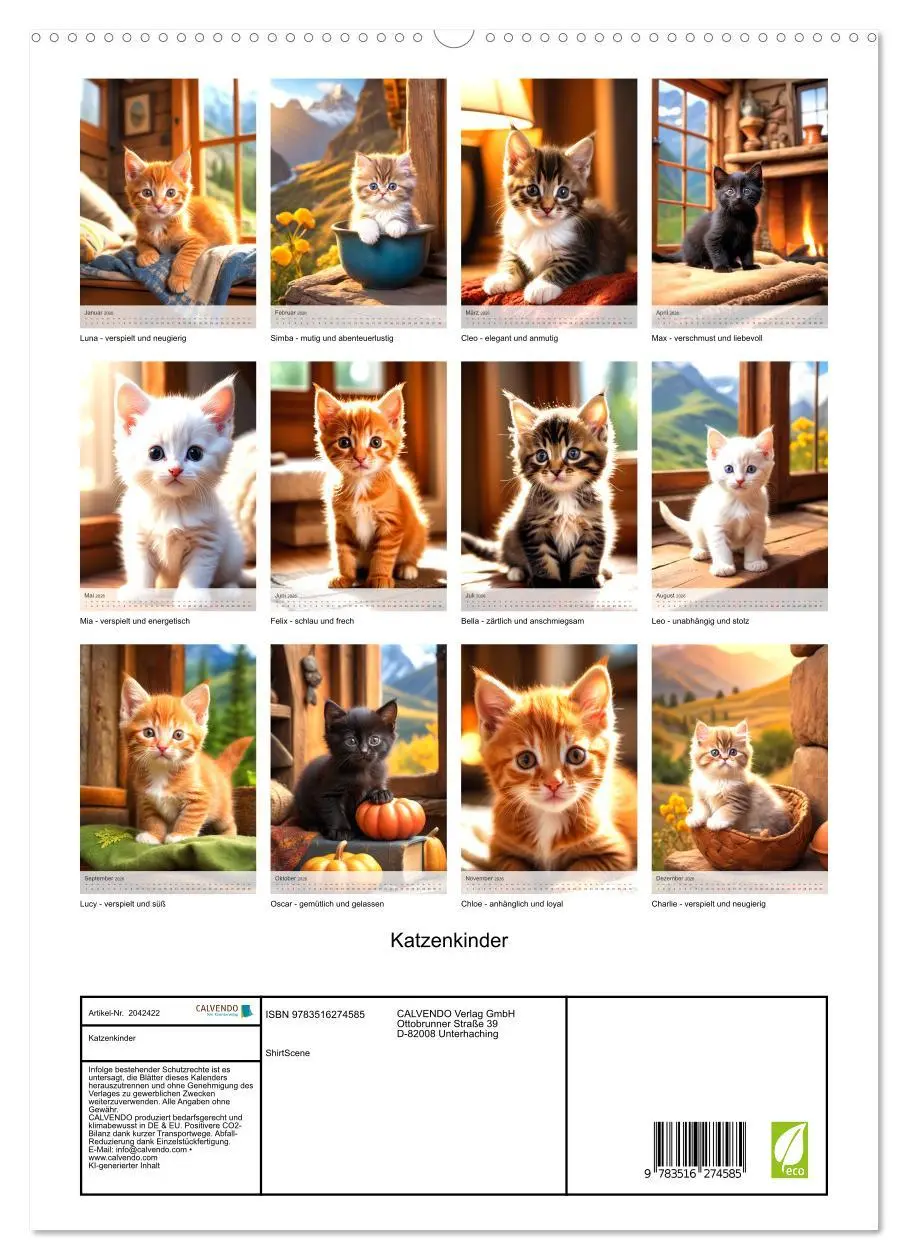 Bild: 9783516274585 | Katzenkinder (hochwertiger Premium Wandkalender 2026 DIN A2 hoch),...