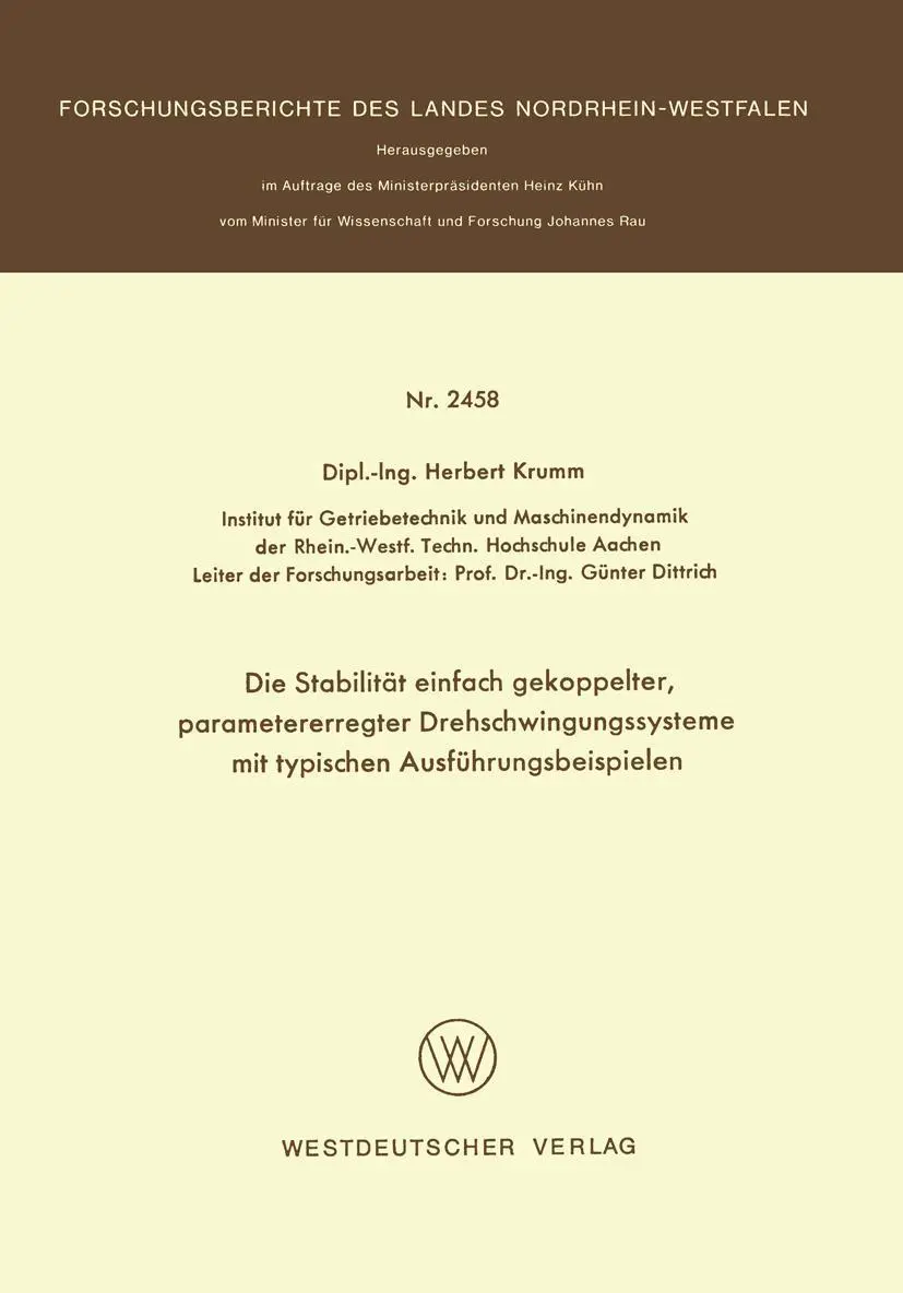 Cover: 9783531024585 | Die Stabilität einfach gekoppelter, parametererregter...