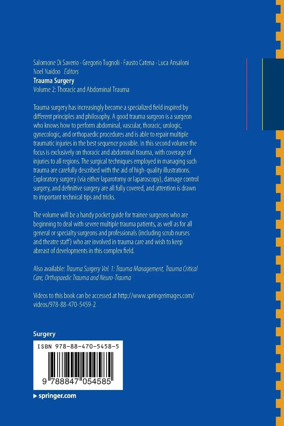 Rückseite: 9788847054585 | Trauma Surgery | Volume 2: Thoracic and Abdominal Trauma | Taschenbuch