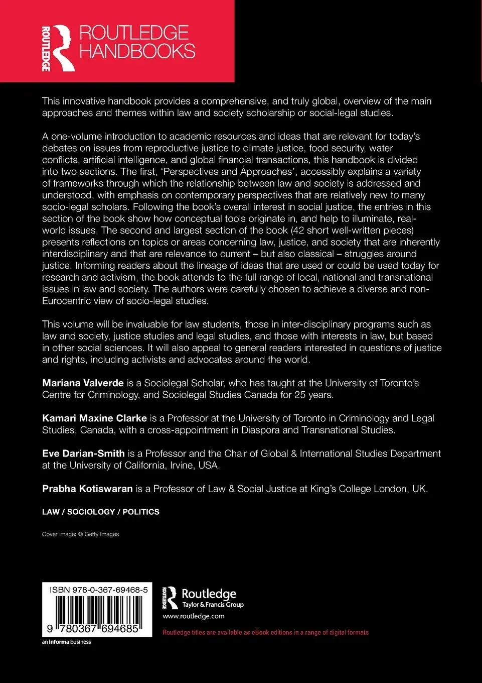 Rückseite: 9780367694685 | The Routledge Handbook of Law and Society | Mariana Valverde (u. a.)