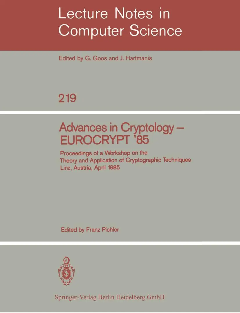 Cover: 9783540164685 | Advances in Cryptology - EUROCRYPT '85 | Franz Pichler | Taschenbuch