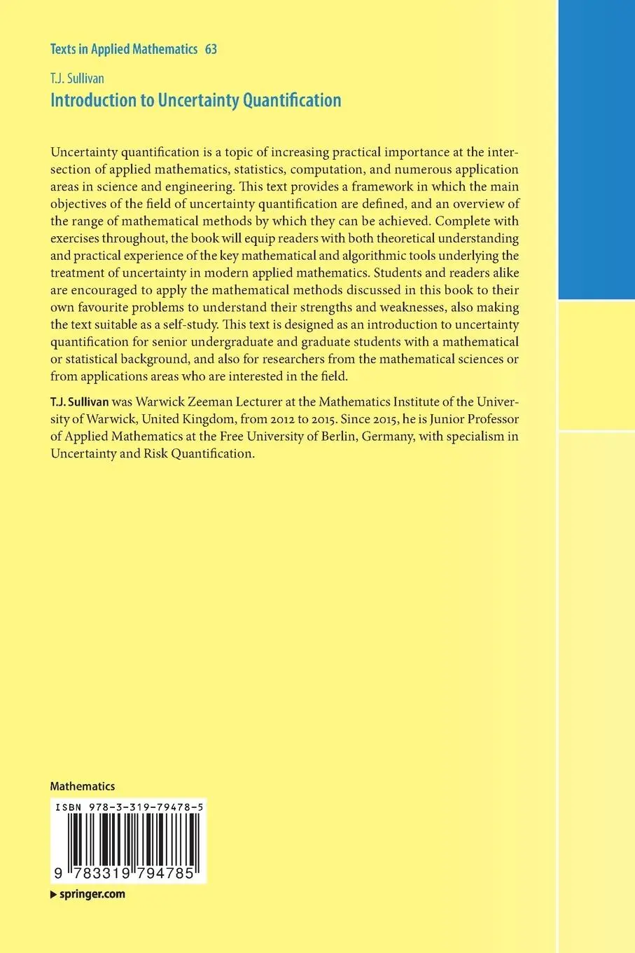 Rückseite: 9783319794785 | Introduction to Uncertainty Quantification | T. J. Sullivan | Buch
