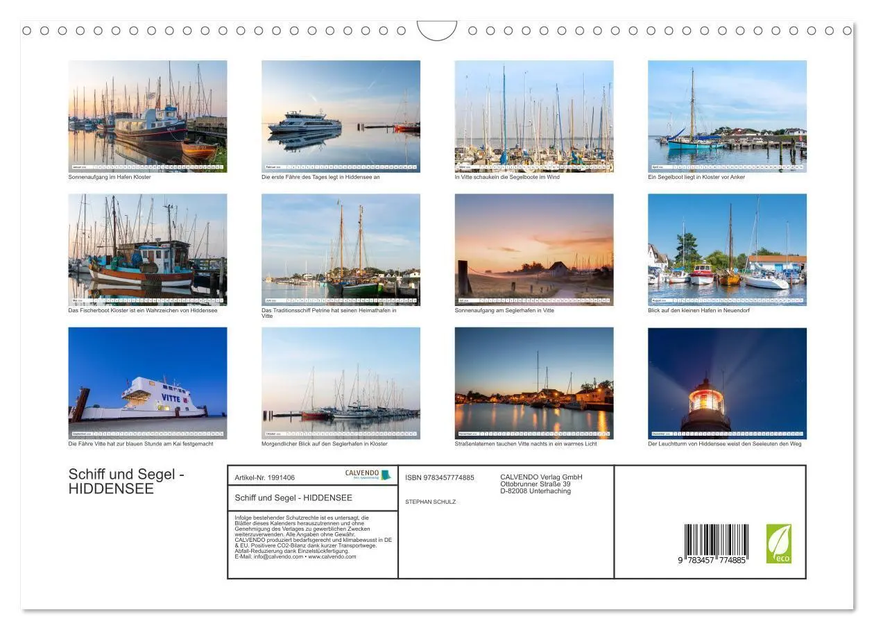 Bild: 9783457774885 | Schiff und Segel - HIDDENSEE (Wandkalender 2026 DIN A3 quer),...