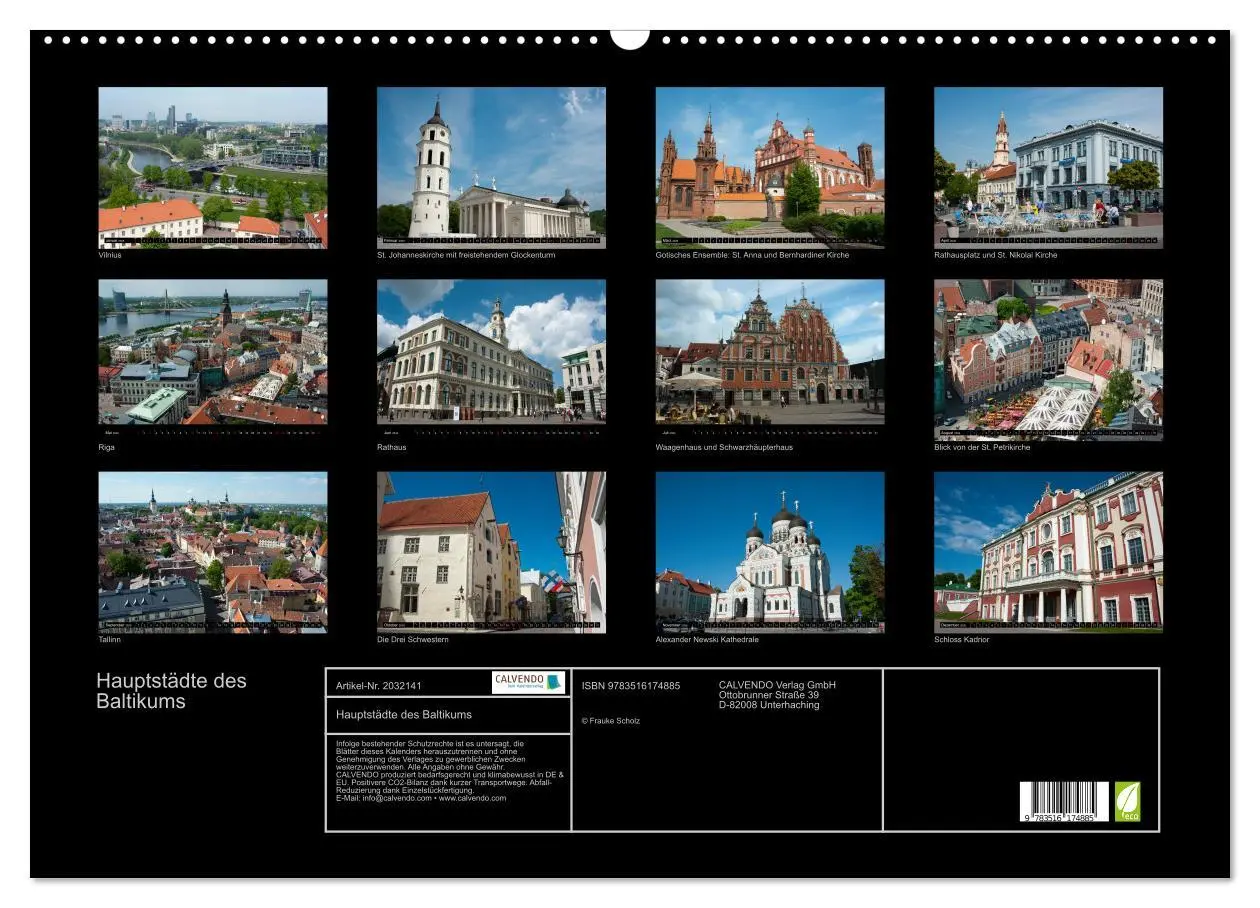 Bild: 9783516174885 | Hauptstädte des Baltikums (Wandkalender 2026 DIN A2 quer), CALVENDO...