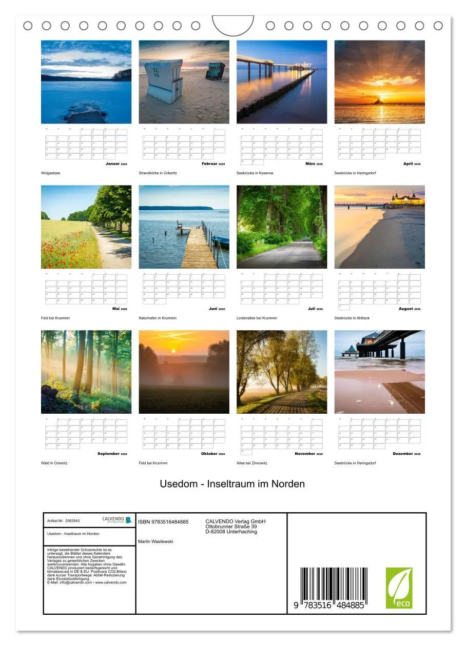 Bild: 9783516484885 | Usedom - Inseltraum im Norden (Wandkalender 2026 DIN A4 hoch),...