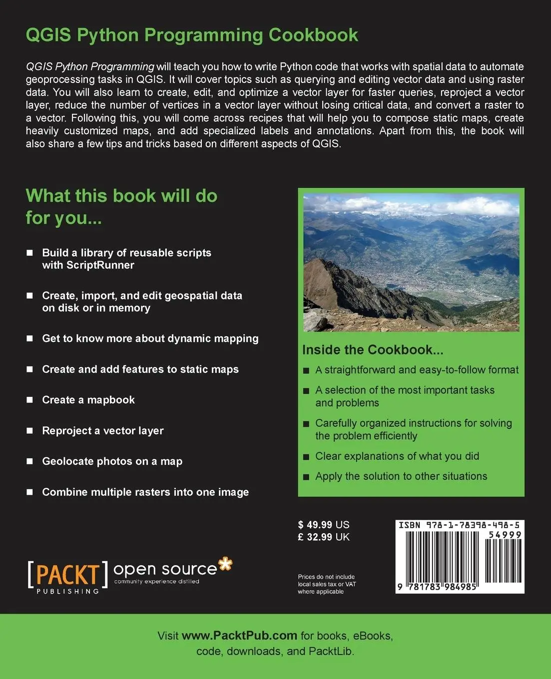 Rückseite: 9781783984985 | QGIS Python Programming Cookbook | Joel Lawhead | Taschenbuch | 2015