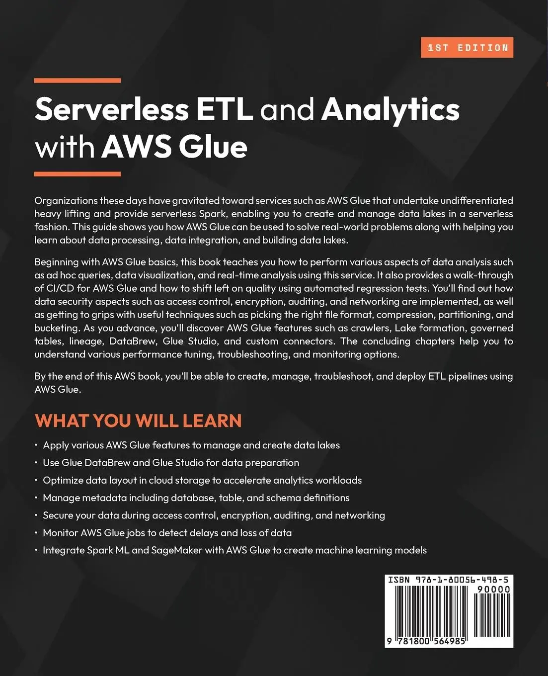 Rückseite: 9781800564985 | Serverless ETL and Analytics with AWS Glue | Vishal Pathak (u. a.)