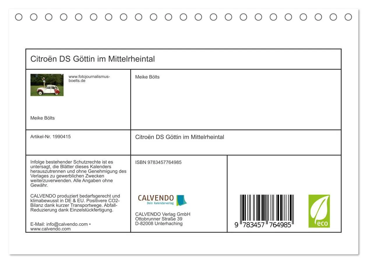Bild: 9783457764985 | Citroën DS Göttin im Mittelrheintal (Tischkalender 2026 DIN A5...