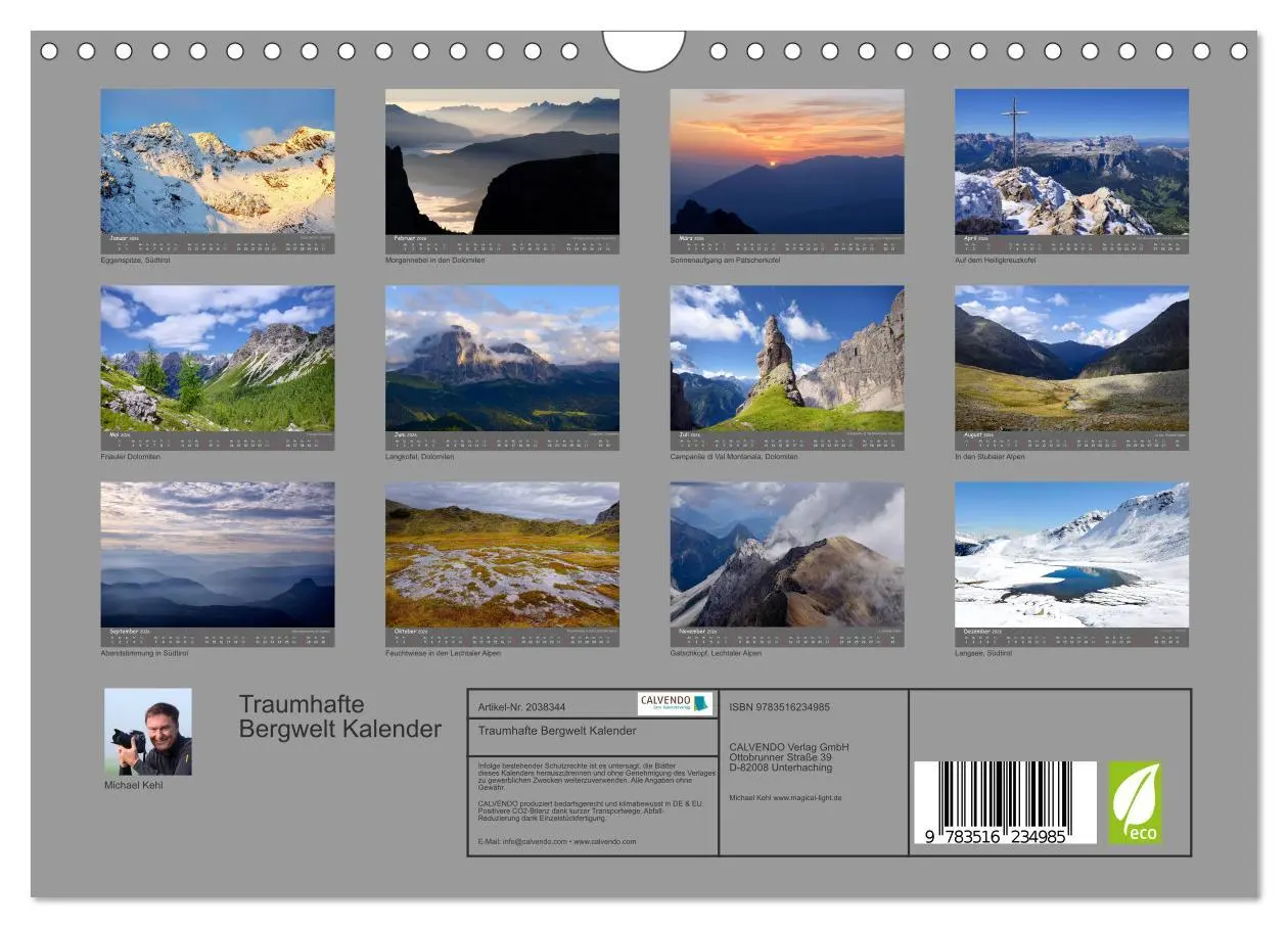 Bild: 9783516234985 | Traumhafte Bergwelt Kalender (Wandkalender 2026 DIN A4 quer),...