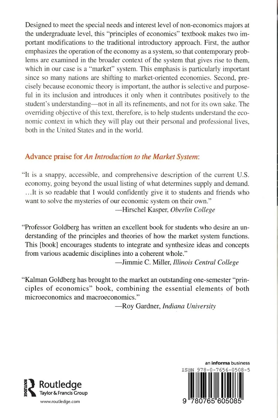 Rückseite: 9780765605085 | An Introduction to the Market System | Kalman Goldberg | Taschenbuch