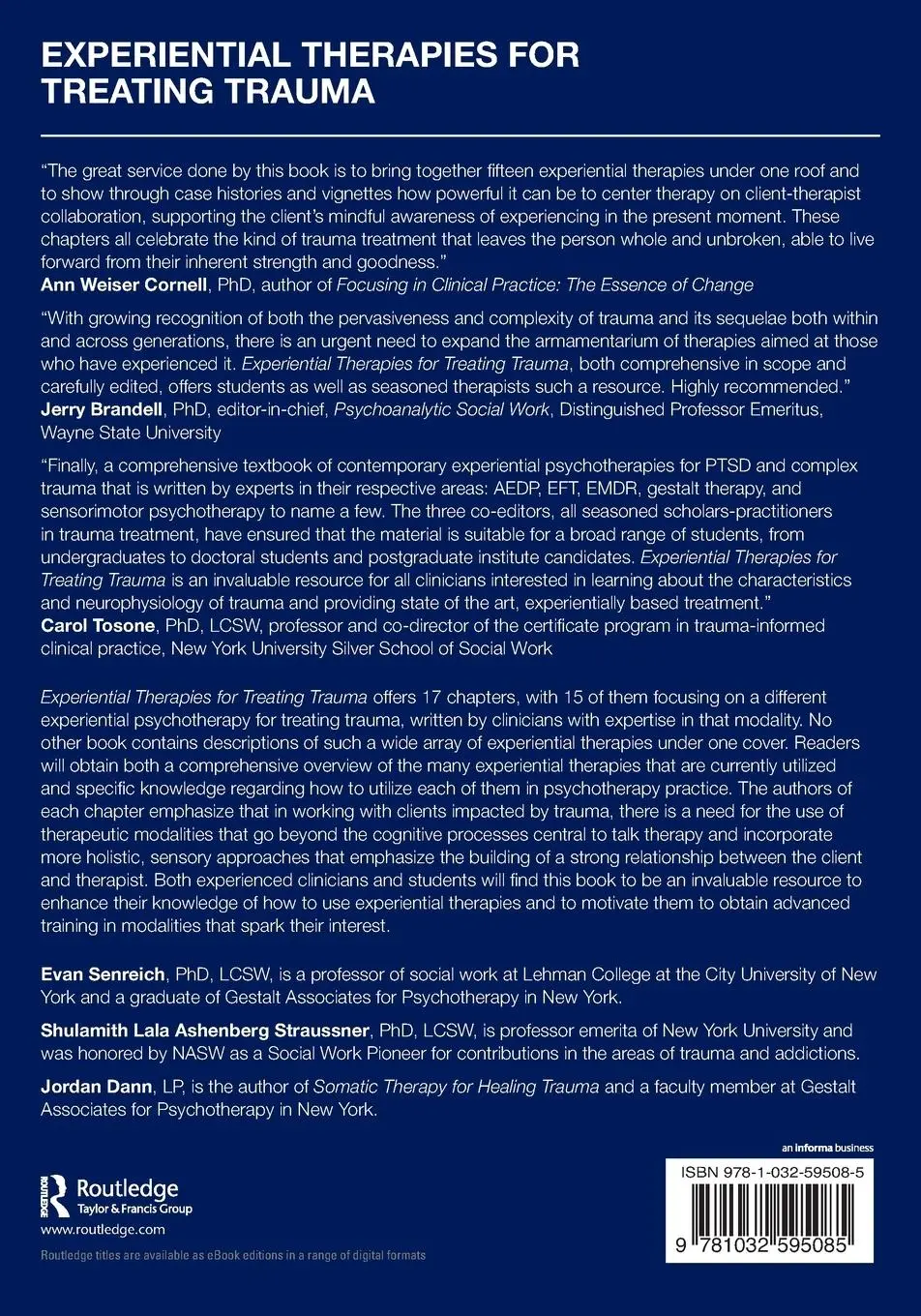 Rückseite: 9781032595085 | Experiential Therapies for Treating Trauma | Evan Senreich (u. a.)