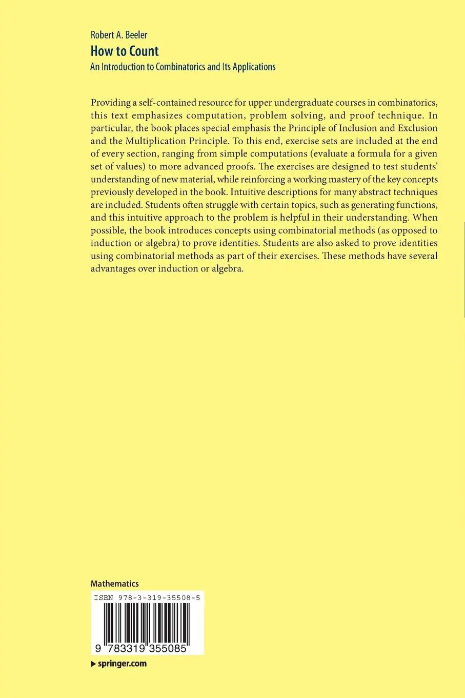 Rückseite: 9783319355085 | How to Count | An Introduction to Combinatorics and Its Applications